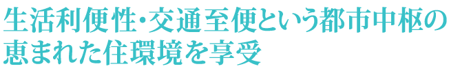 生活便利性・交通至便という都市中枢の恵まれた住環境を享受
